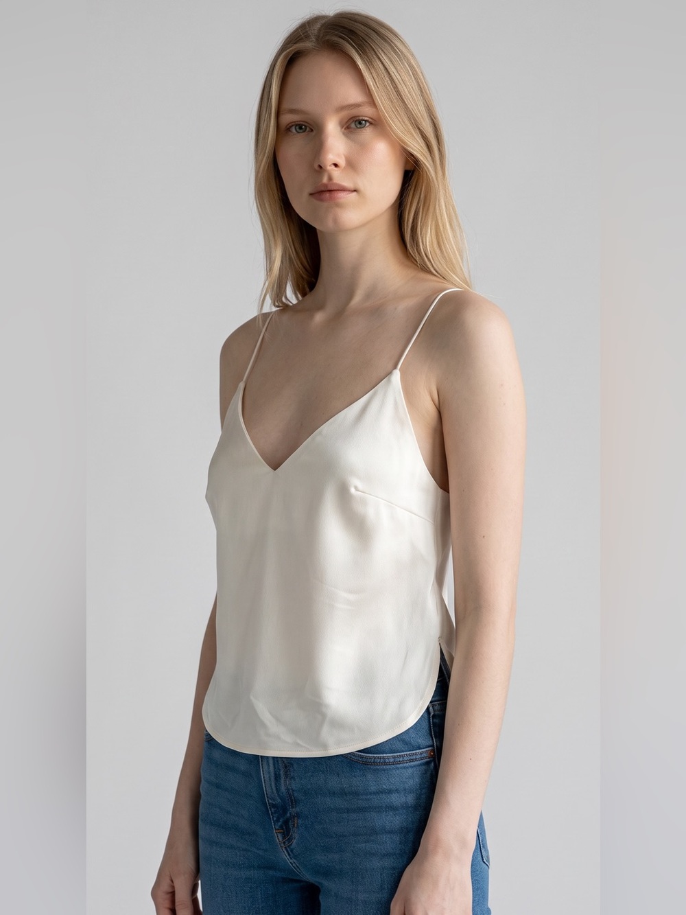Meshki NWT Cream Silky Satin Open Strappy Back Cami. Rave. Nightclub. Party. S